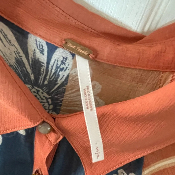 Free People Daria Shirtdress Floral Maxi Size Small Button Up Boho Flowy Retro - Picture 6 of 12